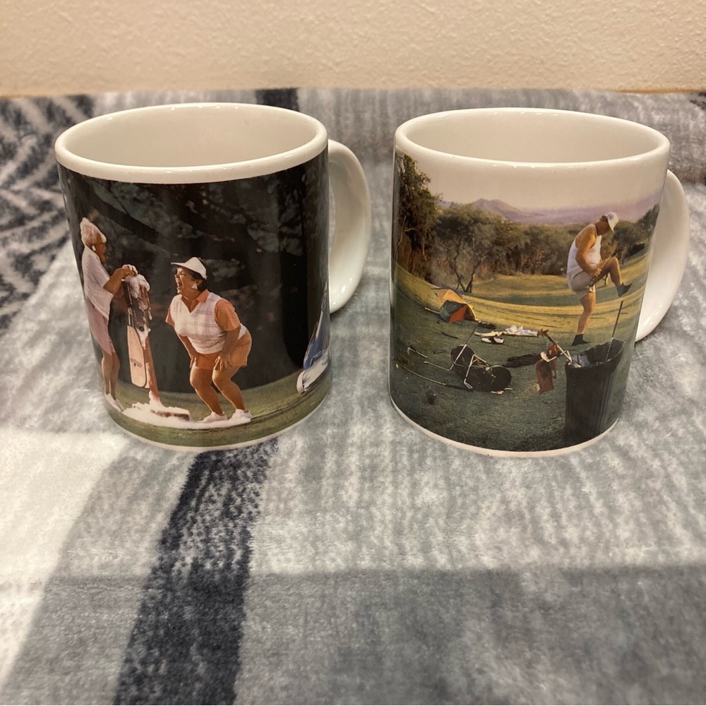 Vintage Fore The Humorous Side of Golf Coffee Mugs set of 2 1989